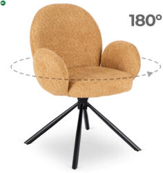 Mebel Elite Forgó szék mustársárga színben, bouclé kárpittal. MUSSO