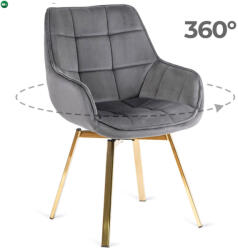 Mebel Elite Forgó szék szürke színben, bársony kárpittal. MIA