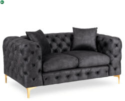 Mebel Elite Kétszemélyes kanapé fekete színben, bársony kárpittal SORRENTO 2S