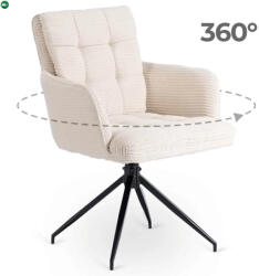 Mebel Elite Forgó szék krém színben, kordbársony kárpittal, AKITA