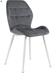 Mebel Elite Szék szürke színben, fehér lábakkal, bársony kárpittal. LUCKY