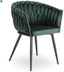 Mebel Elite Fonott bársony szék zöld színben, ELENA