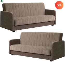 Mebel Elite 2 db-os szett, ágyazható kanapé bézs színben PORTO