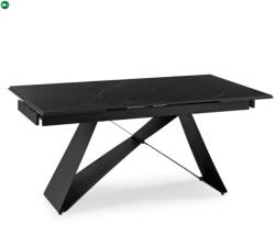 Mebel Elite Kihúzható kerámia étkezőasztal 160-240 cm méretben, fekete márvány/fekete színben VICTOR