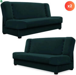 Mebel Elite 2 db-os szett, ágyazható kanapé zöld színben, velúr kárpittal PIANO