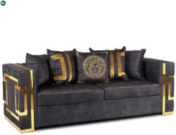 Mebel Elite Háromszemélyes kanapé fekete/arany színben PALLAZO 3S