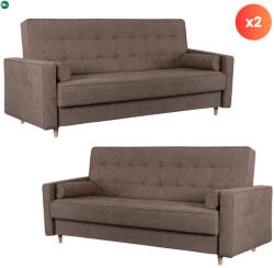 Mebel Elite 2 db-os szett, ágyazható kanapé barna színben MALTA
