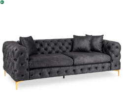 Mebel Elite Háromszemélyes kanapé fekete színben, bársony kárpittal SORRENTO 3S