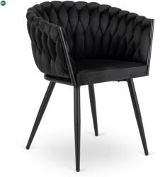 Mebel Elite Fonott bársony szék fekete színben, ELENA