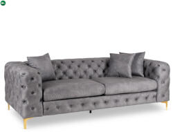 Mebel Elite Háromszemélyes kanapé szürke színben, bársony kárpittal SORRENTO 3S