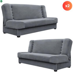 Mebel Elite 2 db-os szett, ágyazható kanapé szürke színben, velúr kárpittal PIANO