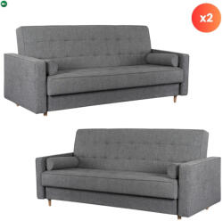 Mebel Elite 2 db-os szett, ágyazható kanapé szürke színben MALTA