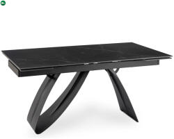 Mebel Elite Kihúzható kerámia étkezőasztal 160-220 cm méretben, fekete márvány/fekete színben DEVON