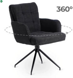 Mebel Elite Forgó szék fekete színben, kordbársony kárpittal, AKITA