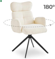 Mebel Elite Forgó szék krém színben, bouclé kárpittal, ALVARO