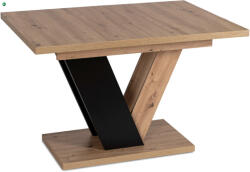 Mebel Elite Kihúzható étkezőasztal 120-160 cm méretben, artisan tölgy/fekete színben CLARK