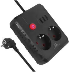 Maclean Prelungitor Maclean power strip, extender 2 sockets + 3xUSB, 110-240V AC 50/60Hz, 2.1A max 2500W, 3 m, black, MCE388 B (MCE388 B) - pcone