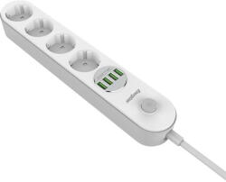 Energizer Prelungitor Prelungitor Energizer Max 8 în 1, 4 x AC Schuko + 4 x USB-A, 2500W, 10A, 2 M, Alb, EPB2500W00EU (EPB2500W00EU)