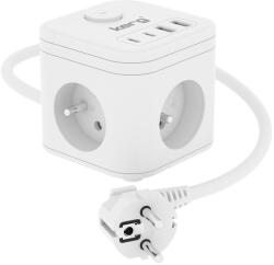 Kerg Prelungitor KERG SMART - 3-SOCKET POWER STRIP + USB-A+USB-C CHARGER 1.5M 3×1.5MM2 H05VV-F 16A/250V (M02727)