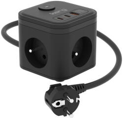 Kerg Prelungitor KERG SMART - 3-SOCKET POWER STRIP + USB-A+USB-C CHARGER 1.5M 3×1.5MM2 H05VV-F 16A/250V (M02729) - pcone