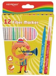 Keyroad Fiber Marker iskolai markerek, 12 db, vegyes színek