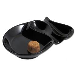 Padonio ovális kerámia pipa hamutartó - fényes fekete, 2 pipa számára (PAD-520745)