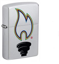 Zippo szálcsiszolt króm benzines öngyújtó - „Victory Torch többszínű láng mintával (Z-190105-5)