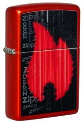 Zippo benzines öngyújtó - metál piros, stilizált láng mintával (Z-152022)