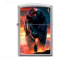 Zippo króm benzines öngyújtó - Fekete párduc - Claudio Mazzi licencelt design (Z-190103-6)