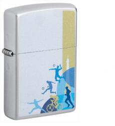 Zippo szálcsiszolt króm benzines öngyújtó - Sport & Mozgás mintával (Z-190103-4)