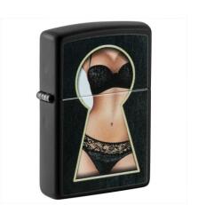 Zippo Benzines Vihargyújtó - Matt Fekete „Keyhole Mintával (Z-190102-2)