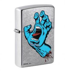 Zippo Santa Cruz Screaming Hand benzines gyújtó - szálcsiszolt króm, street art dizájn (Z-36957-152076)