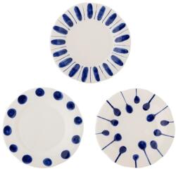 Bloomingville Бели/сини десертни глинени чинии в комплект 3 бр. ø 22 cm Linora - Bloomingville (82072671)