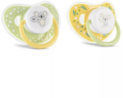 Lorelli Játszócumi Kupakos, 2db-os, zöld/sárga szilikon cseresznye (méret: 2) 6+ hó (2 db/cs) - diaper