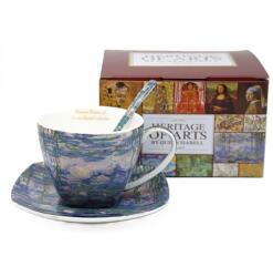 Queen Isabell Monet porcelán csésze aljjal kanállal - 250 ml - Vizililiomok (IMO-PP-W25MN260-1-23410)