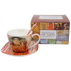 Queen Isabell Klimt porcelán csésze aljjal és kanállal - 250 ml - Vízikígyó (IMO-PP-W25KL960-1-2326)