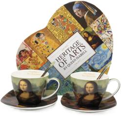 Queen Isabell Leonardo de Vinci porcelán csésze aljjal és kanállal szett 250 ml - díszdobozos - Mona Lisa (IMO-PP-W25DV160B-23427)