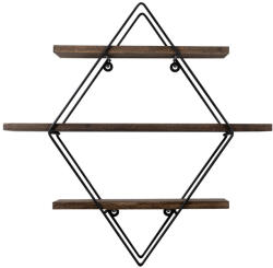 Timeless Home Raft Metalic Diamant 60x40x15cm, Negru-Nuc (ASI30055) Raft