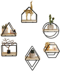 Timeless Home Set de rafturi de perete, 6 piese, negru (ASI30056) Raft