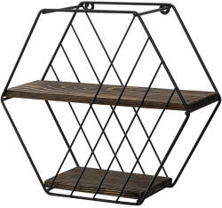 Timeless Home Raft Hexagonal Metalic 44x40x15cm, Negru-Nuc (ASI30054) Raft