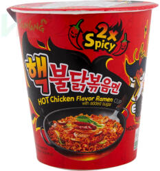 Samyang Buldak 2x Spicy csípős csirkés instant ramen poharas tészta 70 g