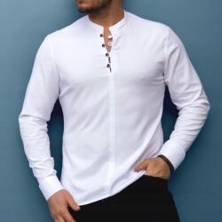  Fehér Slim Fit Férfi Ing Állógallérral - Elegáns Casual M-es Méret (01-110-502)