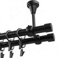 Imperia Deco Dupla függönykarnis Fém Mennyezeti 19+19mm Fekete Matt 300cm Luna (KAR.MET. POD /19/ 300cm CZARNY SUFIT LUNA )