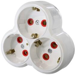  Triplu stecher adaptor cu 3 prize, model compact pentru casa si birou (E-TRS33)