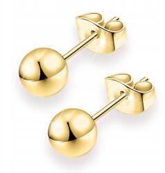 Larezo Fülbevaló Arany golyók 3mm 4mm 5mm stift Klasszikus csavarok (kolczyki srebrne dlugie wiszące damskie kulka)