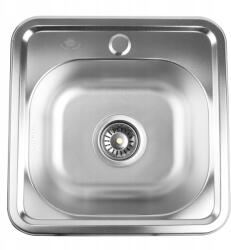 Silesia Emalia Mosogató csaptelep acél szögletes 48x48x18cm Len Kifolyó Szifon Acél (5905155026095)