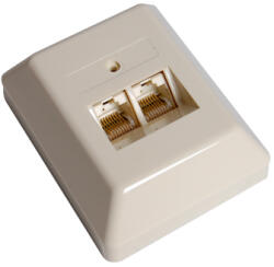 Priza ISDN dubla 8P8C pentru montaj aparent, culoare crem (01-4051)