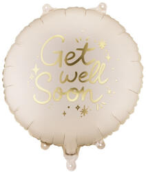  Feliratos fólia lufi 'Jobbulást! ', 35x35 cm, kör alakú (FB338)