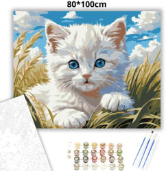  Derűs kiscica pillantása - számfestő készlet - 80×100 cm (Keret nélkül)
