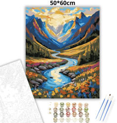  Nyugodt folyókanyar - számfestő készlet - 50×60 cm (Keretre feszítve)